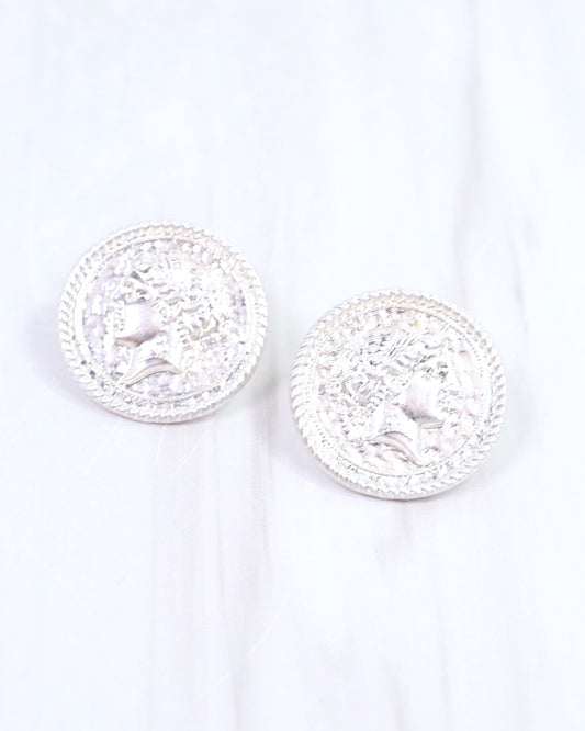 Forbes Coin Stud Earring Worn Silver