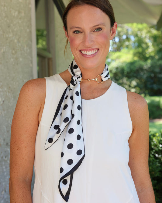 Henley Horsebit Buckle Scarf Black White