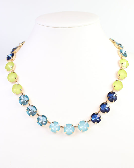 Shalimar Large Rhinestone Necklace Blue Lime