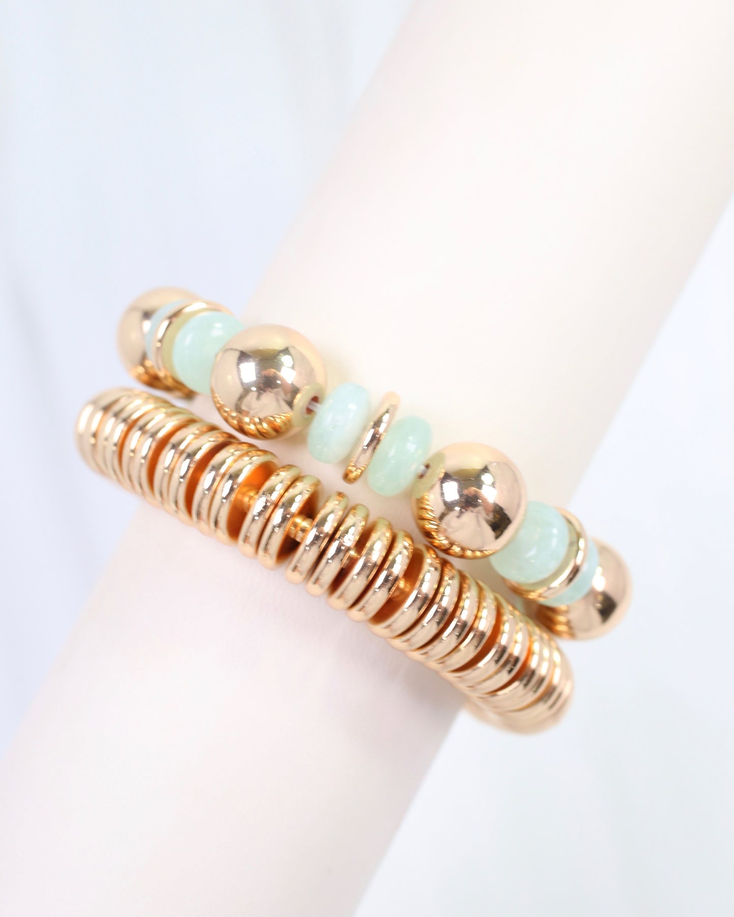 Chasca Mixed Bead Stretch Bracelet Set Mint