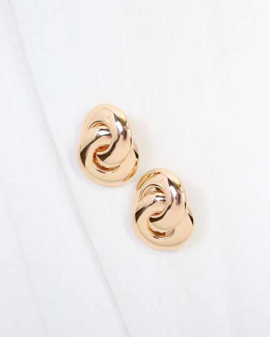 Crown Point Double Link Earring Gold