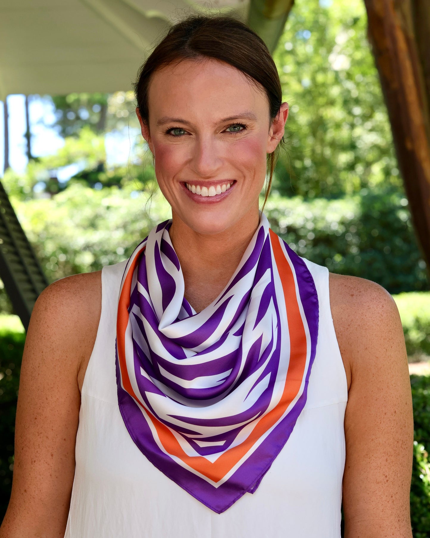 Harper Striped Scarf Medium Purple Orange