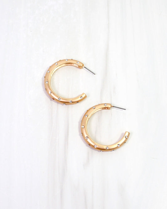 Polly Sparkly Hoop Earring Matte Gold