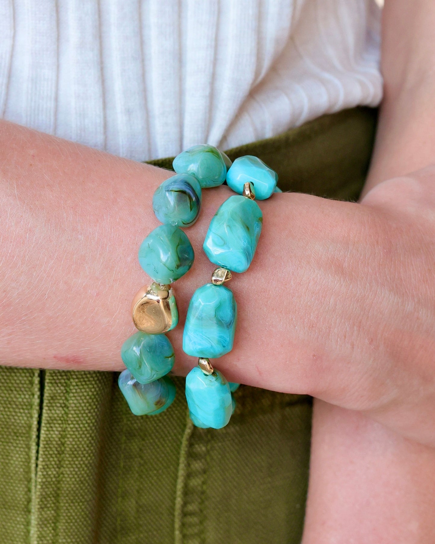 Ginger Stone Stretch Bracelet Turquoise