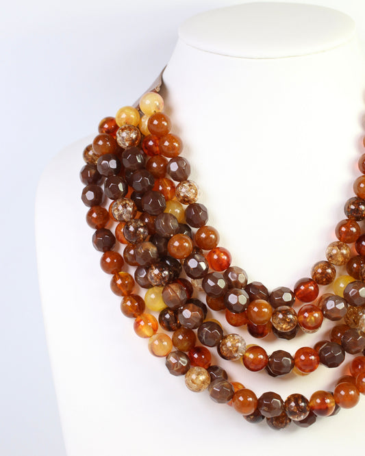 Kayden Beaded Layered Necklace Brown Multi
