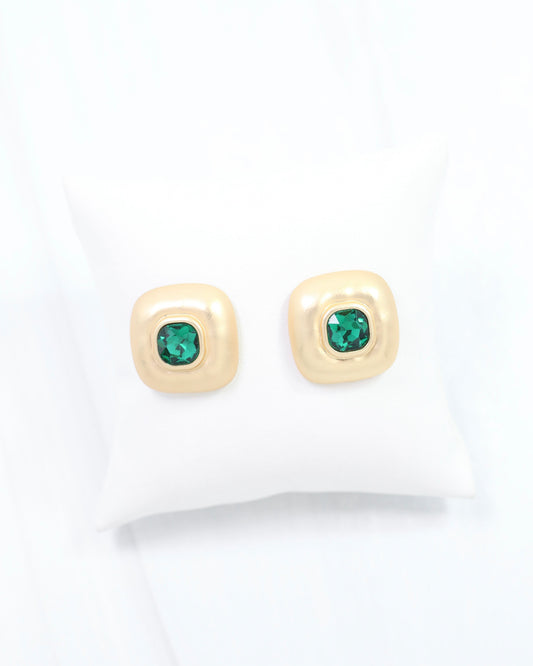 Monica Square Stud Earring Emerald