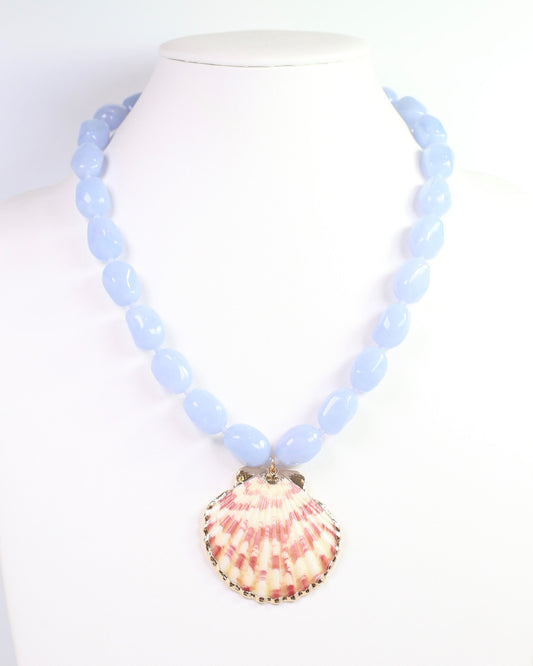 Sallisaw Shell Beaded Necklace Blue