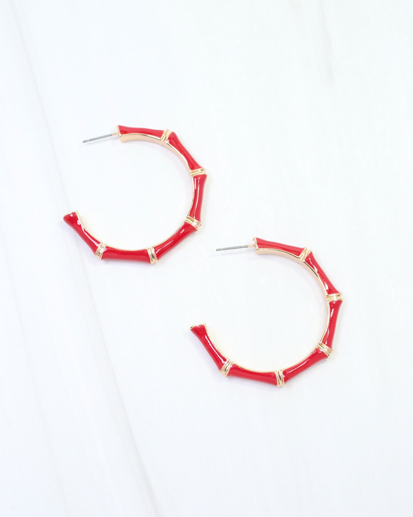 Marla Bamboo Hoop Earring Red