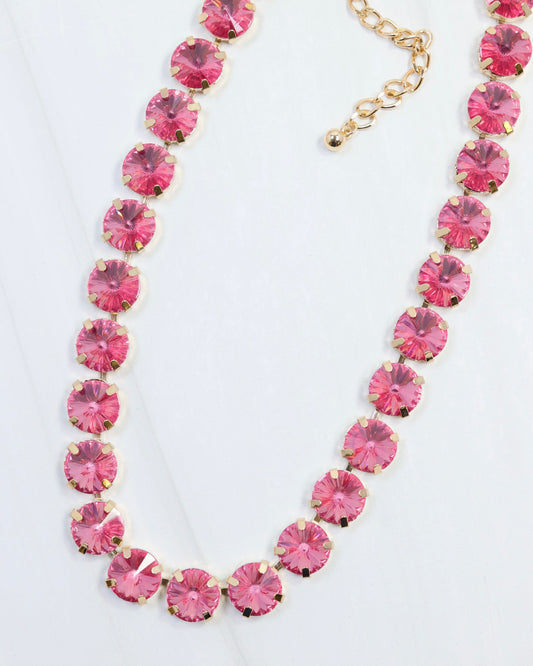 Harper Medium Rhinestone Necklace Rose