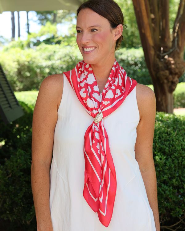 Lawson Leopard Scarf Large Red White