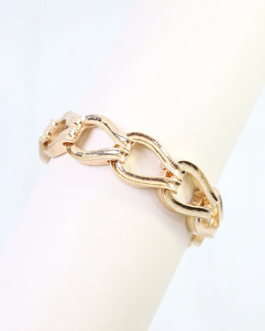 Naila Link Stretch Bracelet Worn Gold