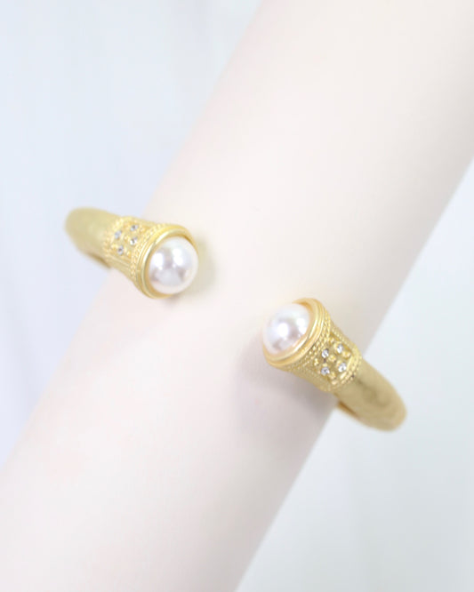 Colette Hammered Hinged Cuff Bracelet Pearl