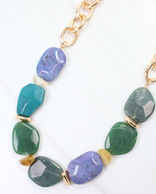 Rockland Stone Link Necklace Green Multi