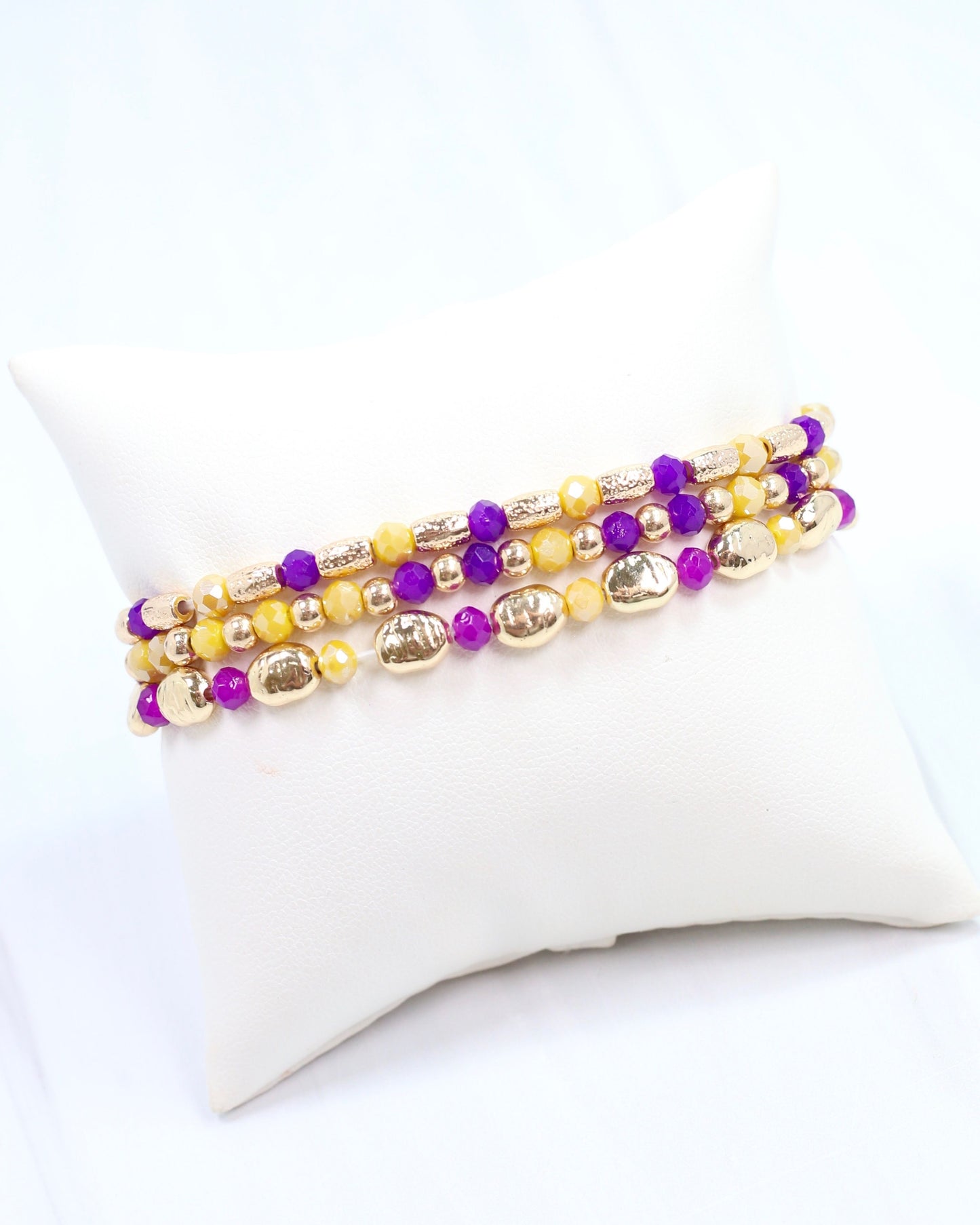 Spirit Beaded Bracelet Set Purple Gold