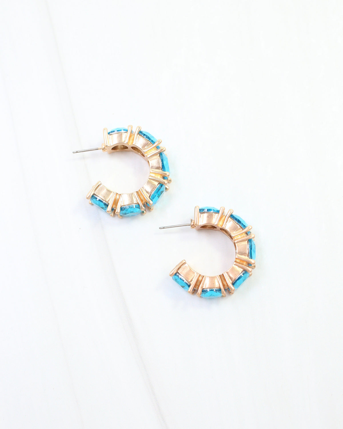 Roxanne Rhinestone Hoop Earring Turquoise