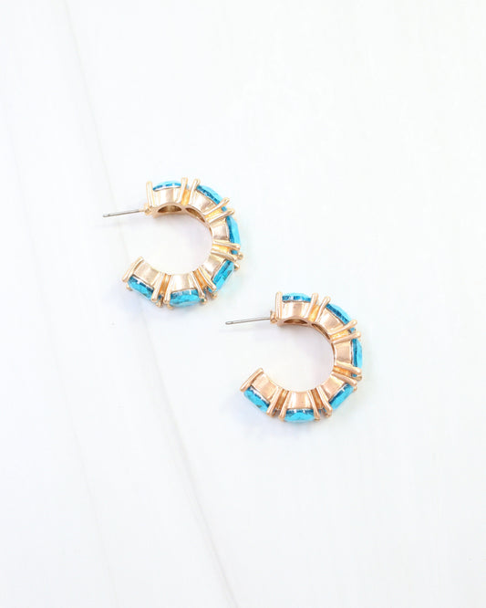 Roxanne Rhinestone Hoop Earring Turquoise