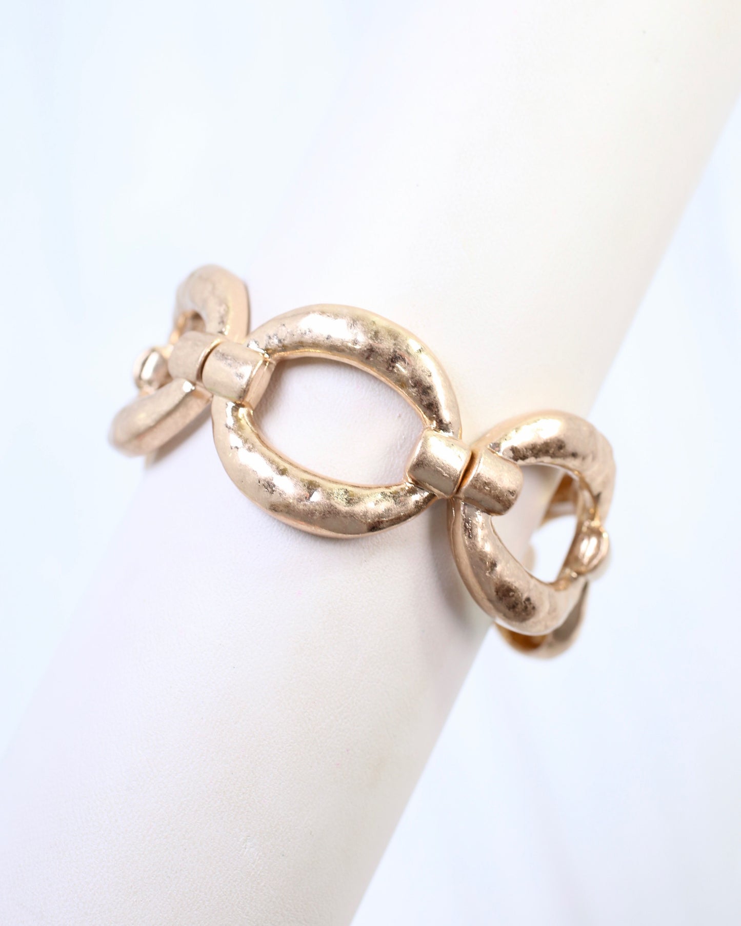 Fulton Hammered Stretch Bracelet Worn Gold