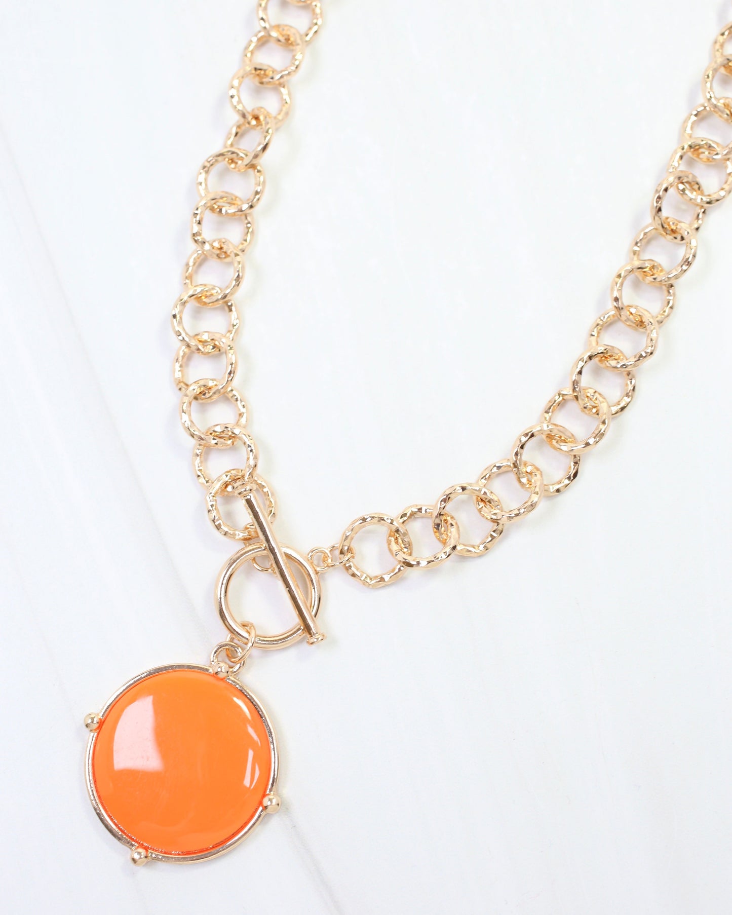 McKinley Pendant Toggle Necklace Orange