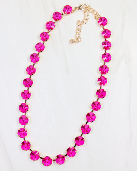 Radcliffe Rhinestone Necklace Fuchsia