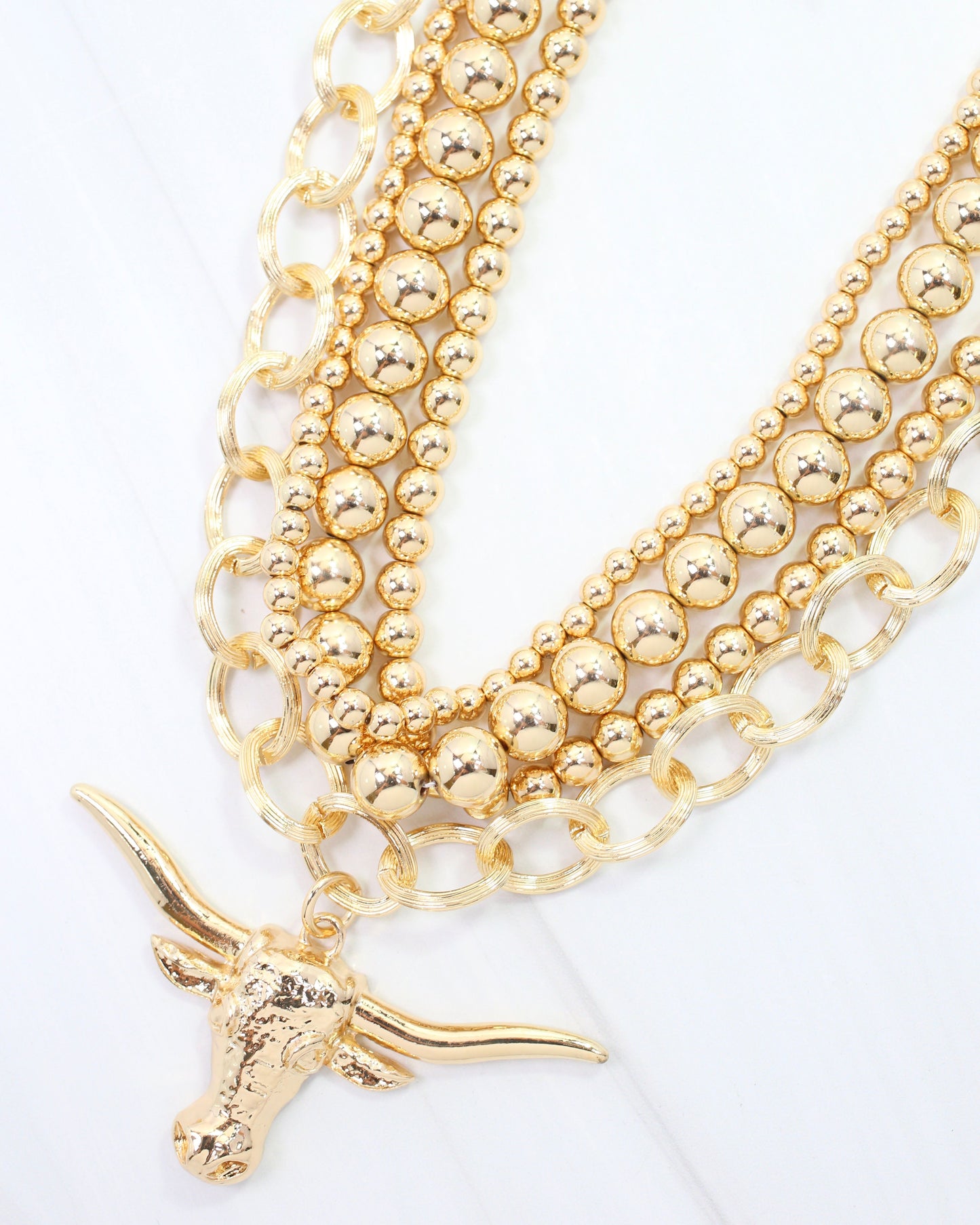 Bree Beaded Layered Necklace Bull Gold