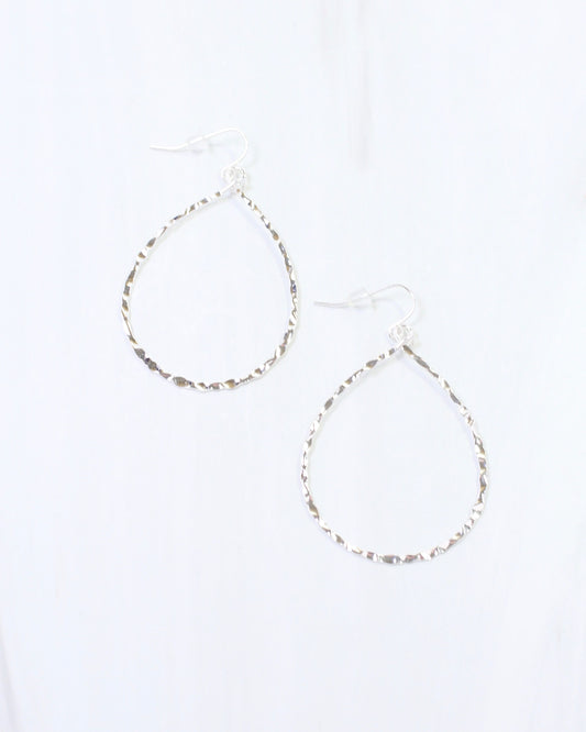 Griffith Textured Teardrop Hoop Earring WR Silver