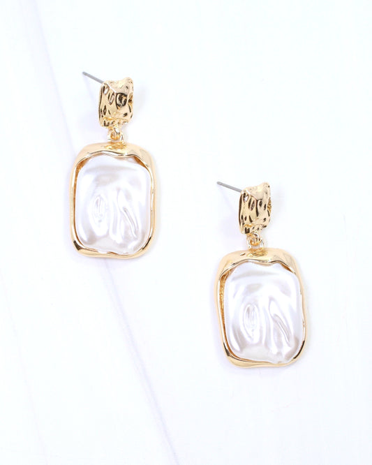 Alora Geometric Pearl Drop Earring Gold