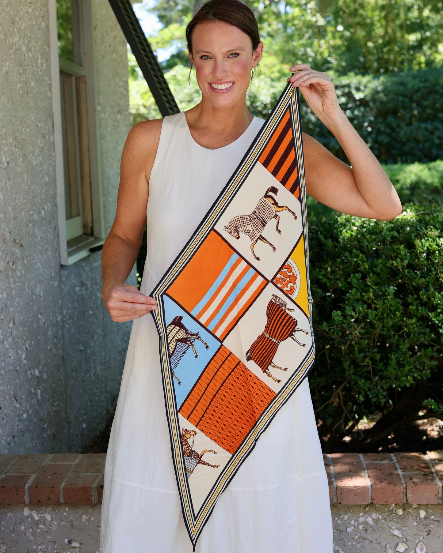 Harris Horse Print Scarf Orange