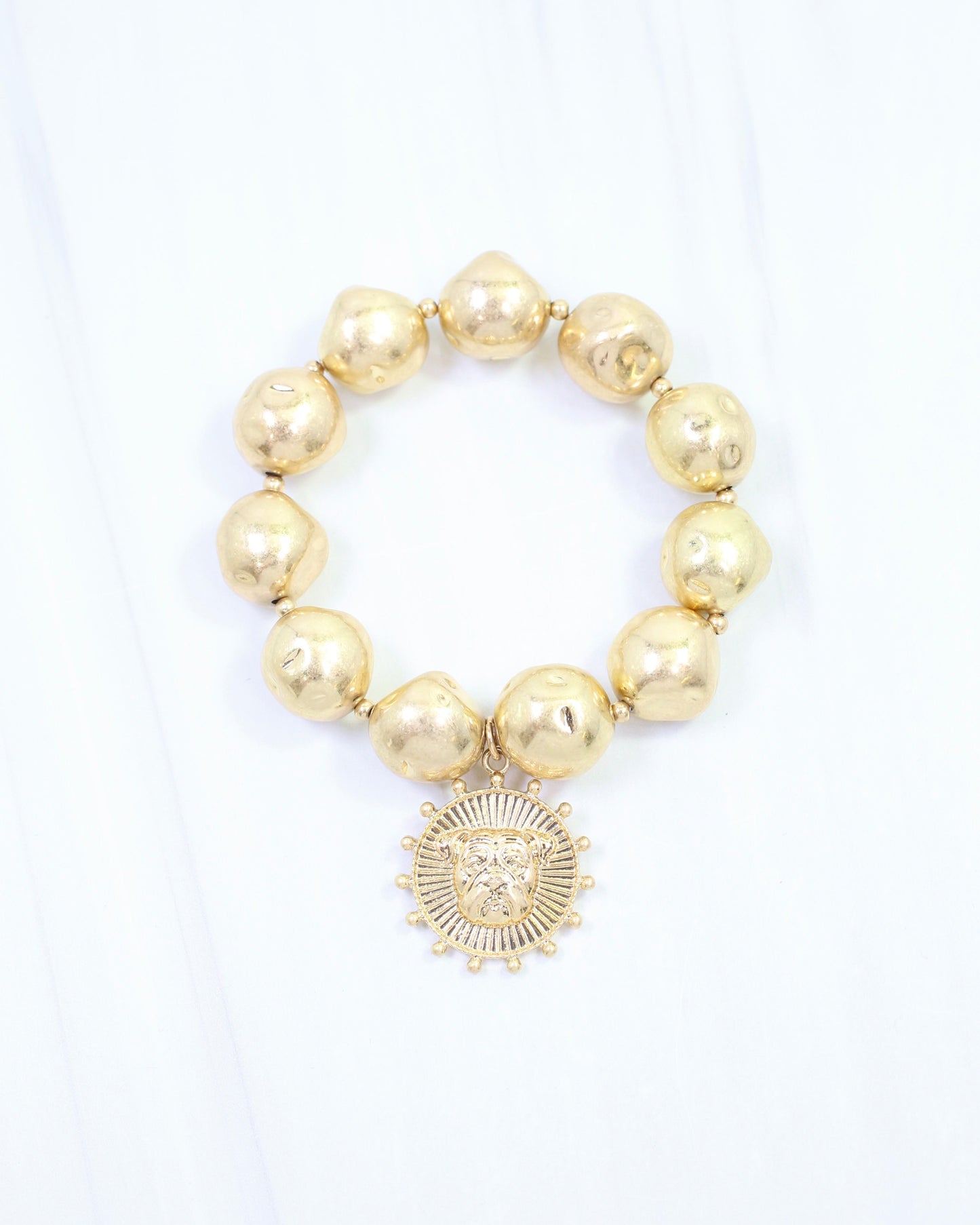 Carmen Coin Stretch Bracelet Dog Worn Gold