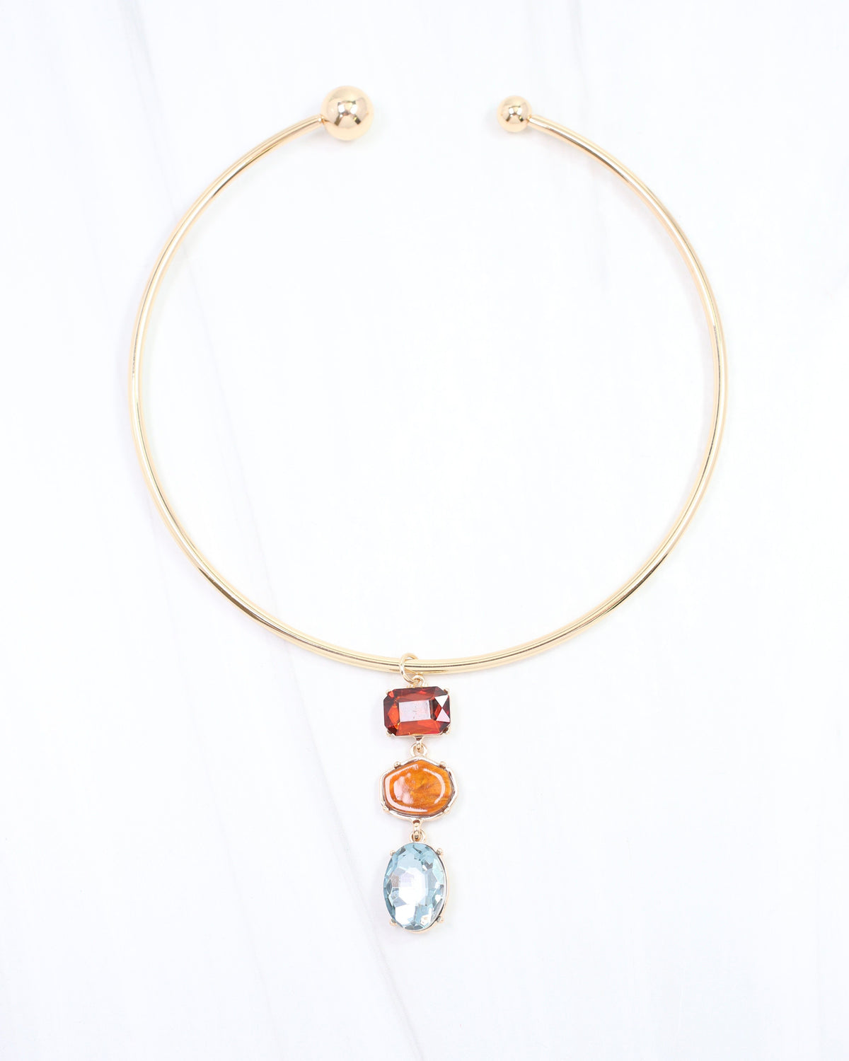 Sierra Rhinestone Pendant Collar Necklace TPZ DK MUL