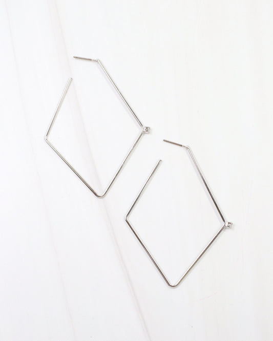 Webster Diamond Shaped Hoop Earring Silver