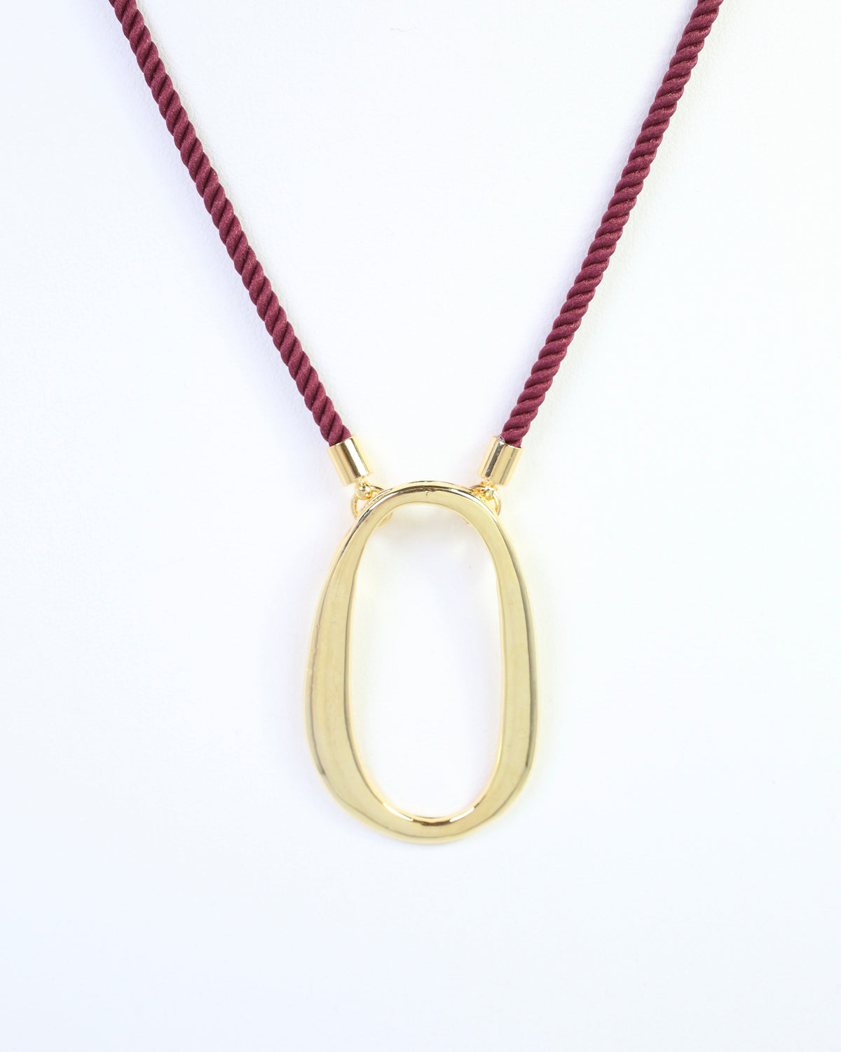 Norma Oval Pendant Cord Necklace Burgundy