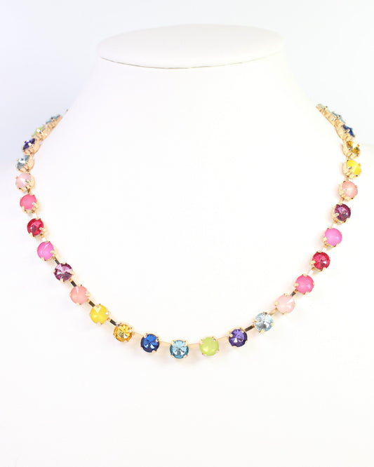 Shalimar Small  Rhinestone Necklace Rainbow