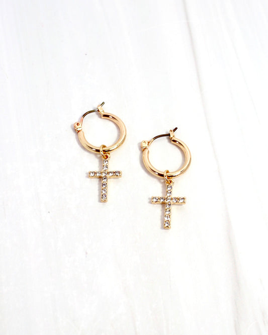 Kansas Cross Hoop Earring Gold