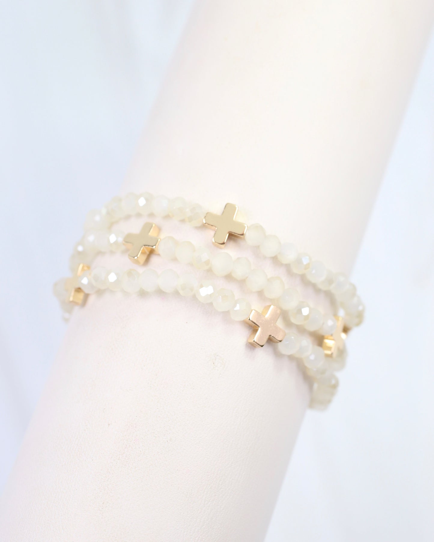 Riversprings Cross Beaded Bracelet Set Ivory