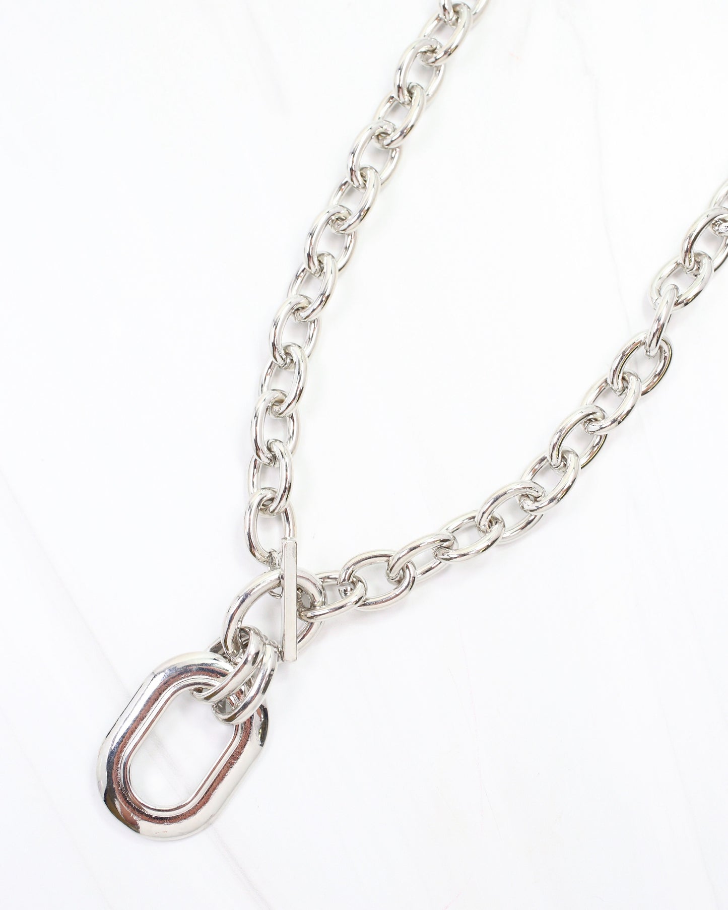 Francey Gold Oval Pendant Necklace Silver