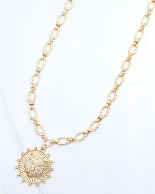 Carmen Coin Necklace Tiger Worn Gold
