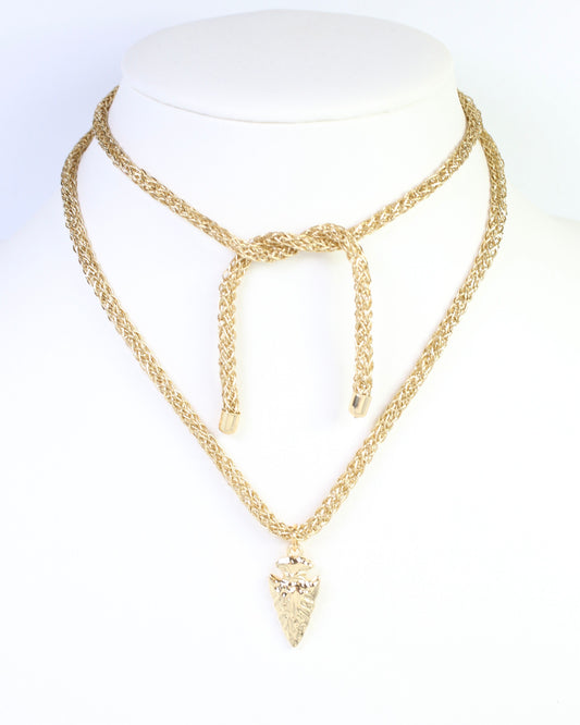Corie Cord Necklace Arrow Gold