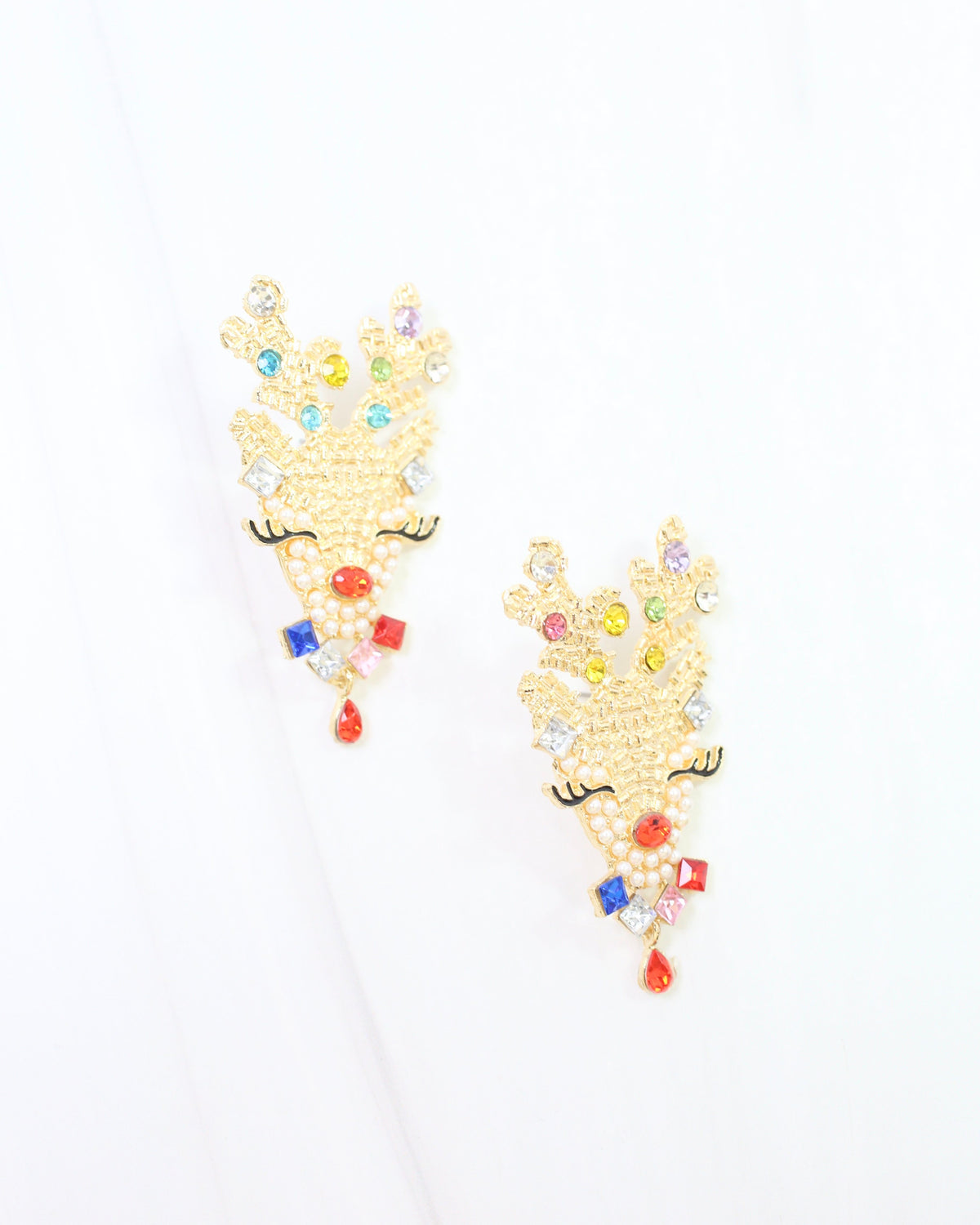 Vixen Jeweled Reindeer Earring Multi
