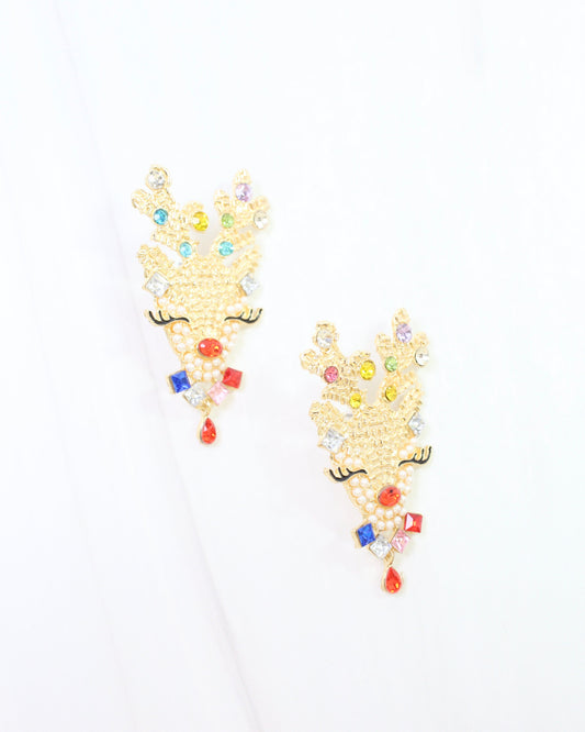 Vixen Jeweled Reindeer Earring Multi