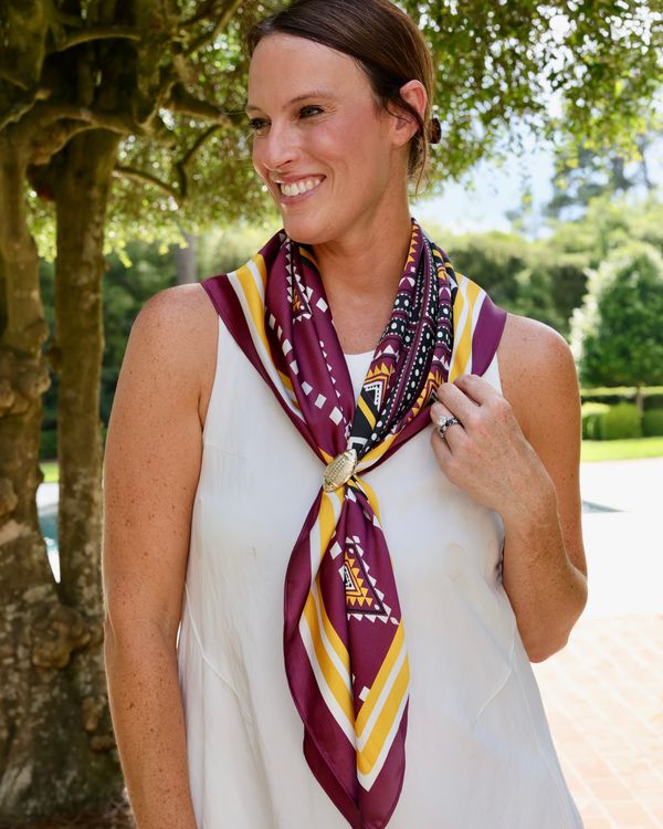 Radley Tribal Print Scarf Large Garnet Gold