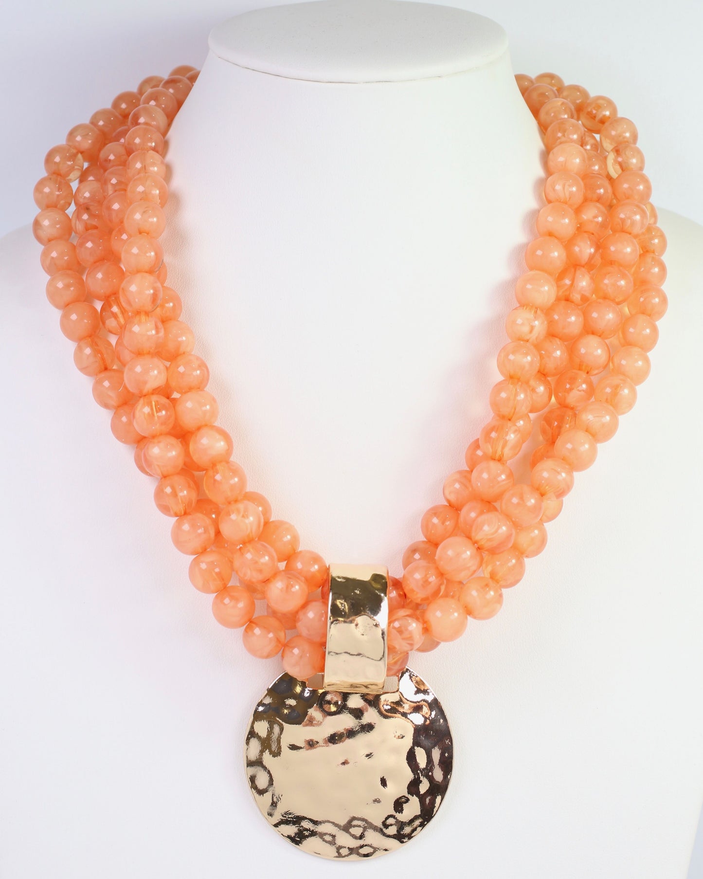 Laven Layered Beaded Necklace with Pendant Coral