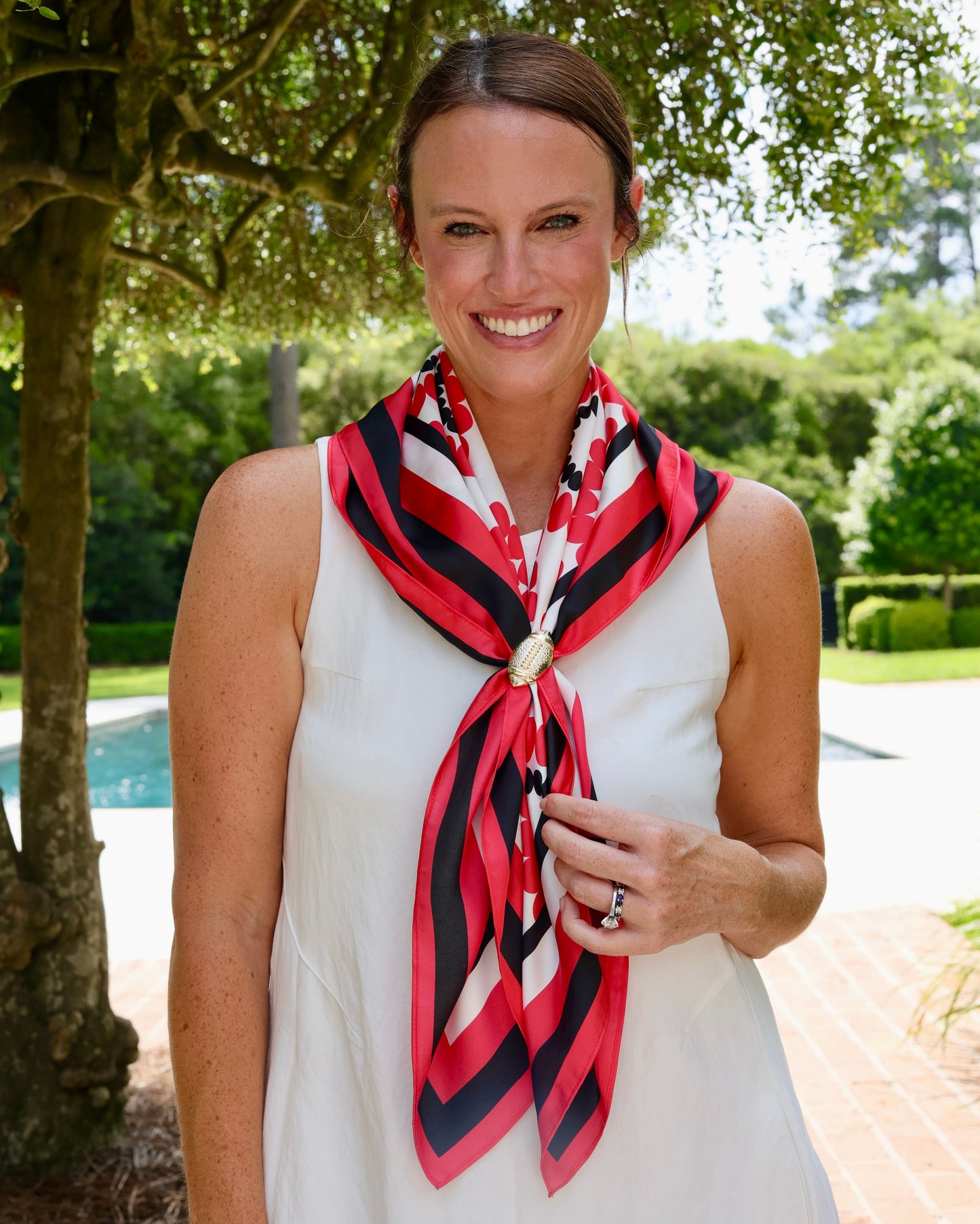 Lucy Floral Scarf Large Red Black