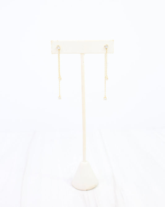Ava CZ Linear Drop Earring WR Gold