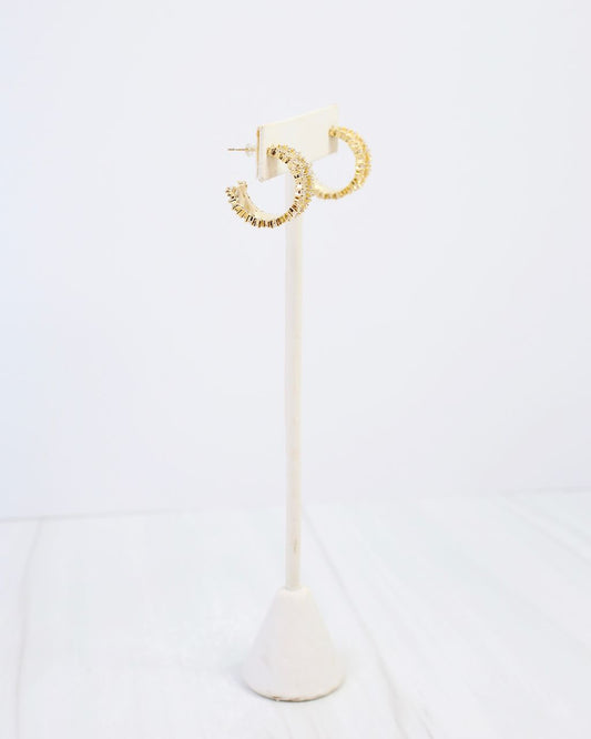 Forest Hills Textured CZ Hoop Earring Gold