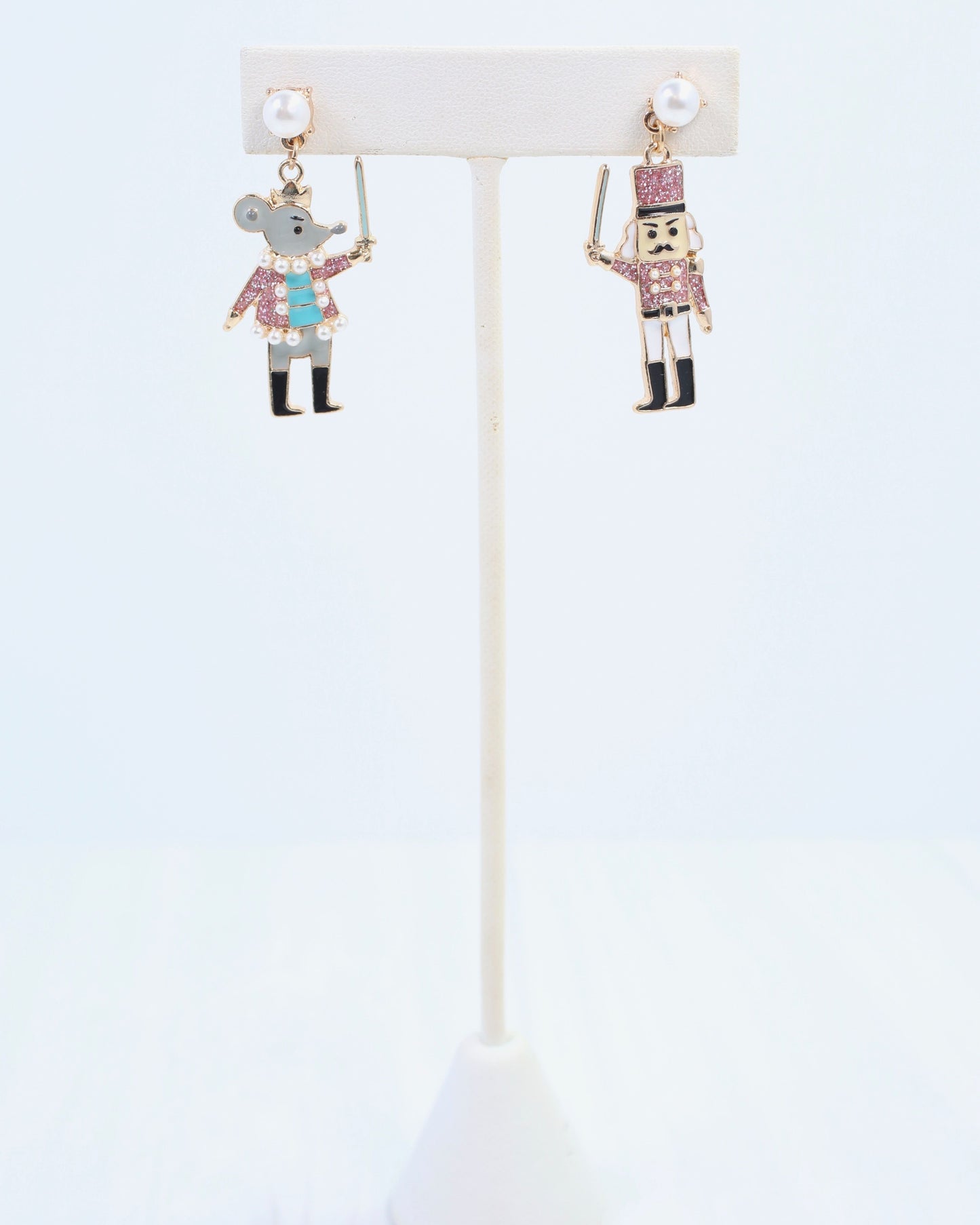 Mouse King and Nutcracker Earring Pink