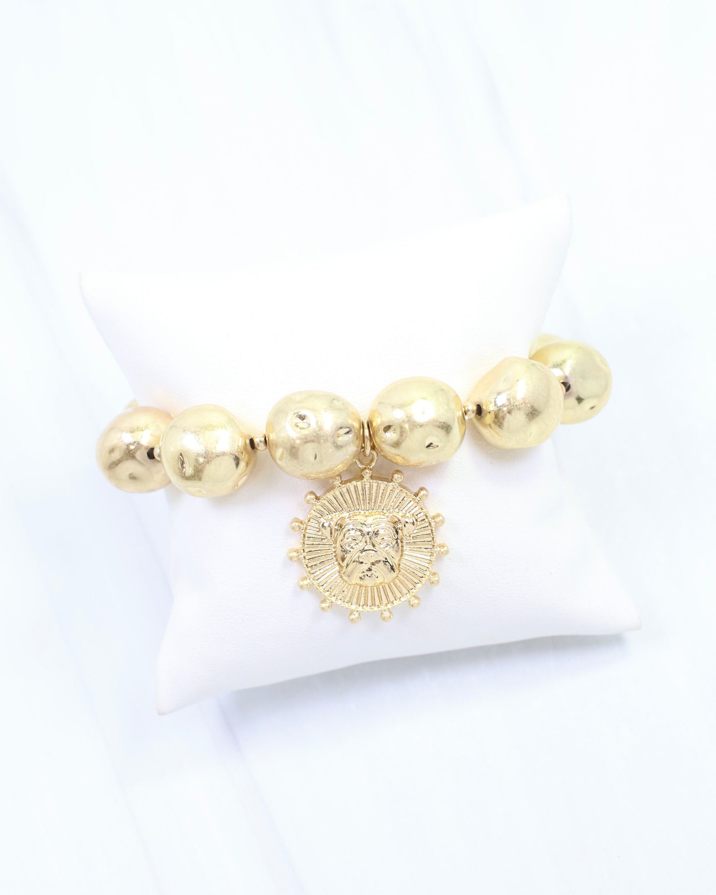 Carmen Coin Stretch Bracelet Dog Worn Gold