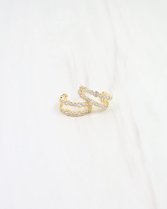 Andrea Two Row CZ Hoop Gold