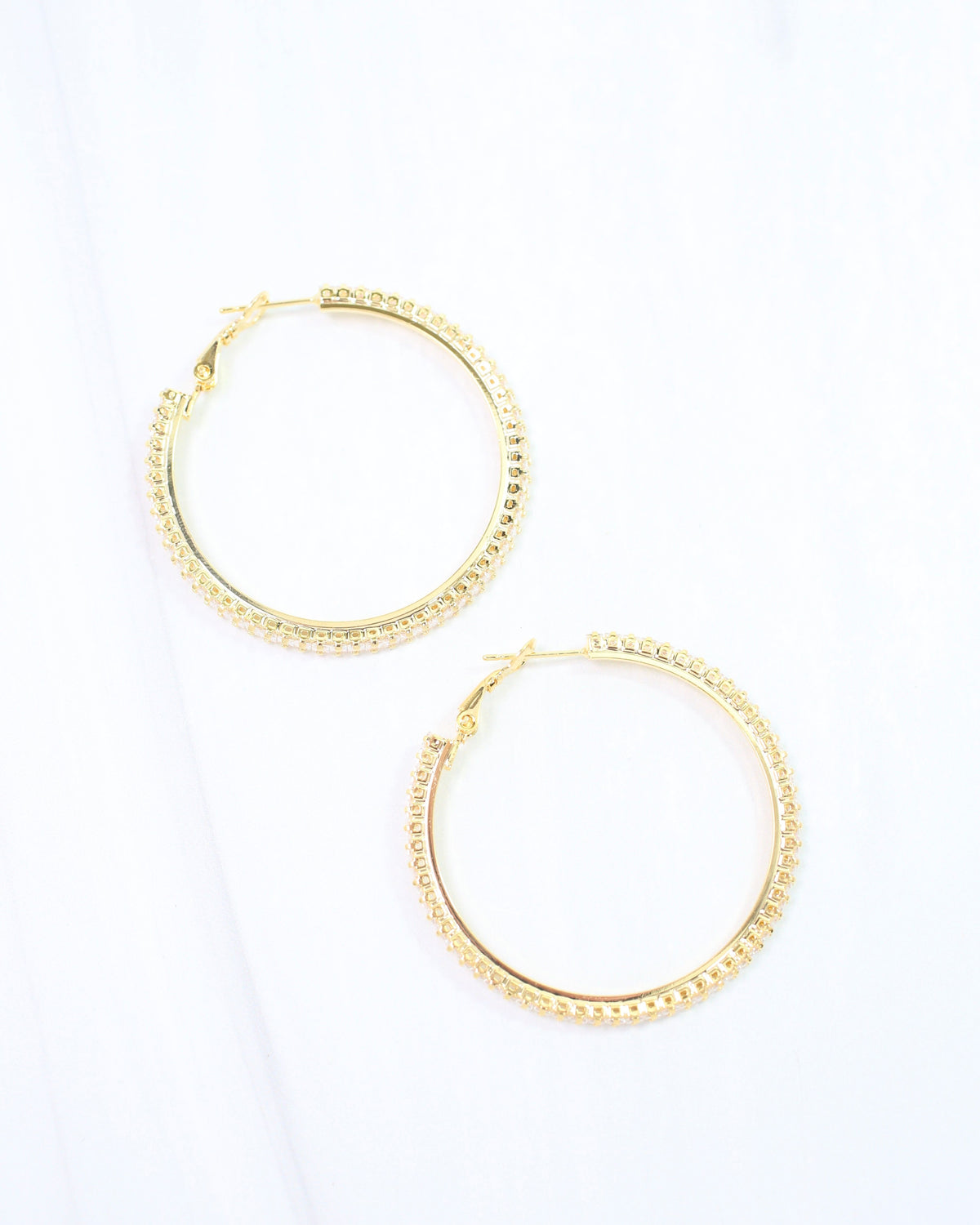 Tegan CZ Lined Hoop Earring WR Gold
