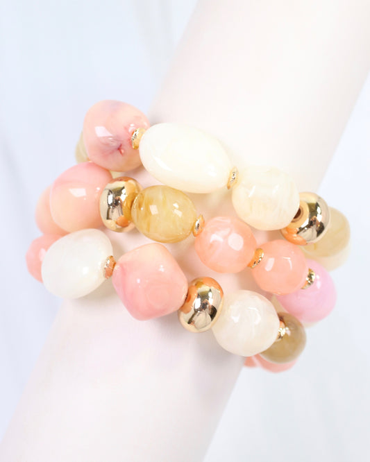 Ambridge Stone Stretch Bracelet Set Pink Multi