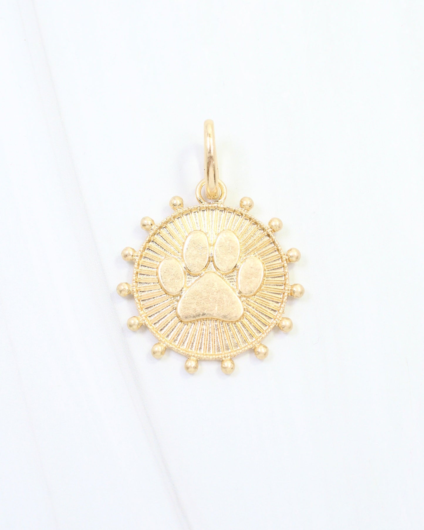 Carmen Coin Charm Paw Print Worn Gold